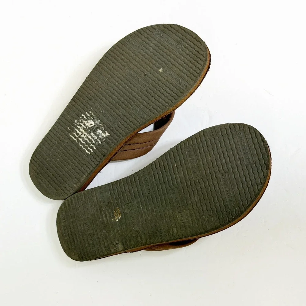 Rainbow Sandals Flip Flops Boys Size 12/1 Sierra Brown Premier Leather Thong